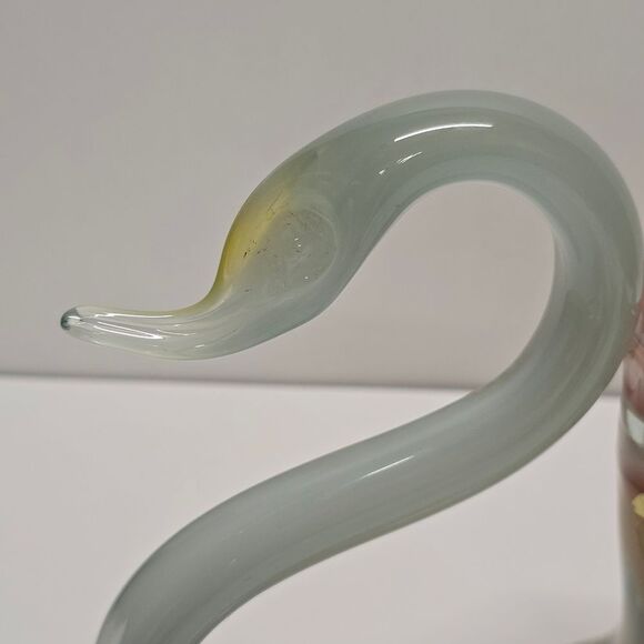 Vintage Sooner Glass Swan Bowl Hand Blown Vase MCM Orange Blue Large - Picture 4 of 9